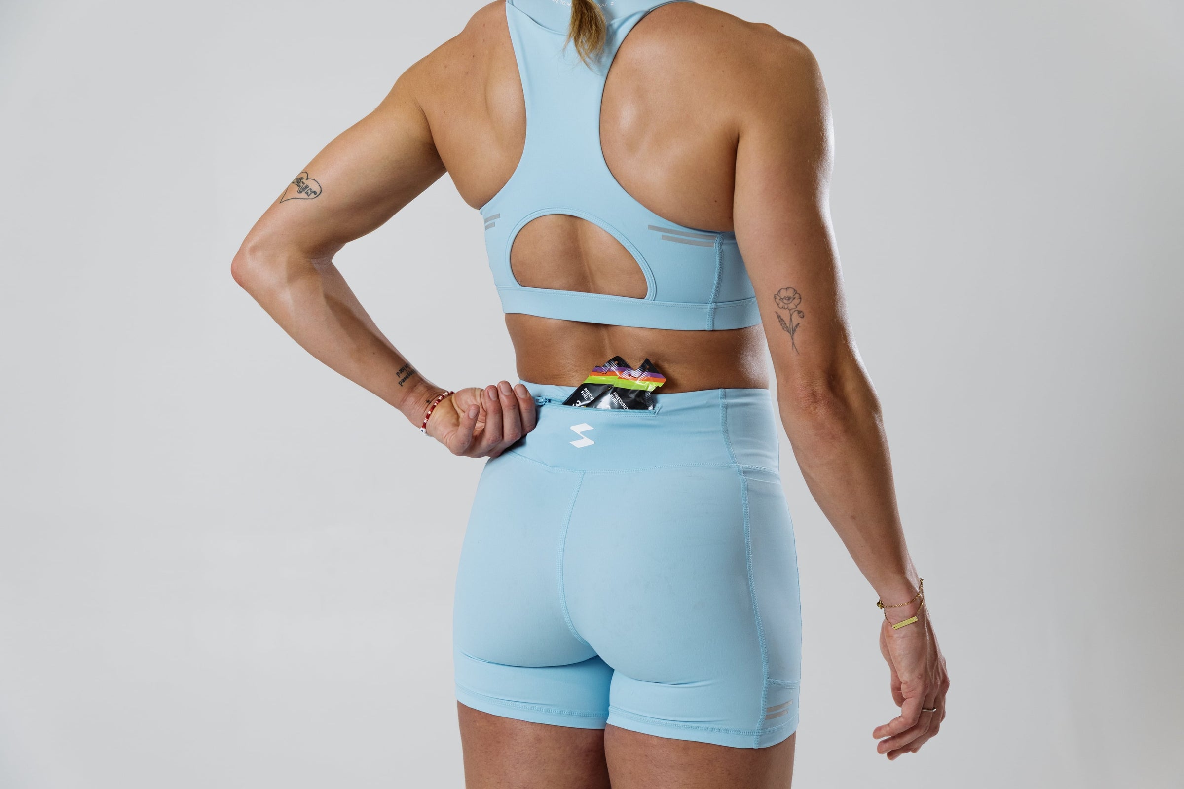 SASH Baby Blue Motion Short, rear fit detail